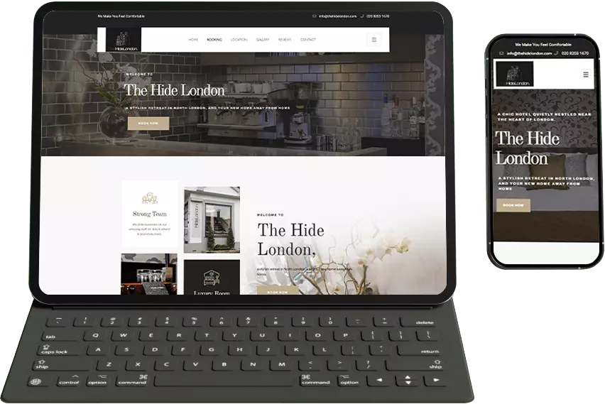 Laptop view-A2N InfoTech web design project- The Hide London